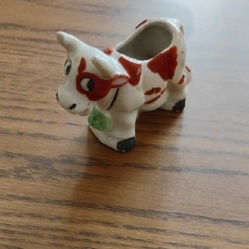 Ceramic Cow Creamer Pitcher - White with Red Spots